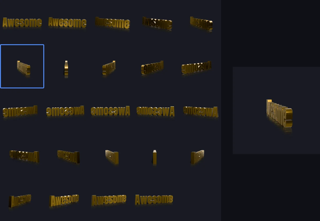 The sprite sheet grid with one cell outlined, and that cell shown on its own
