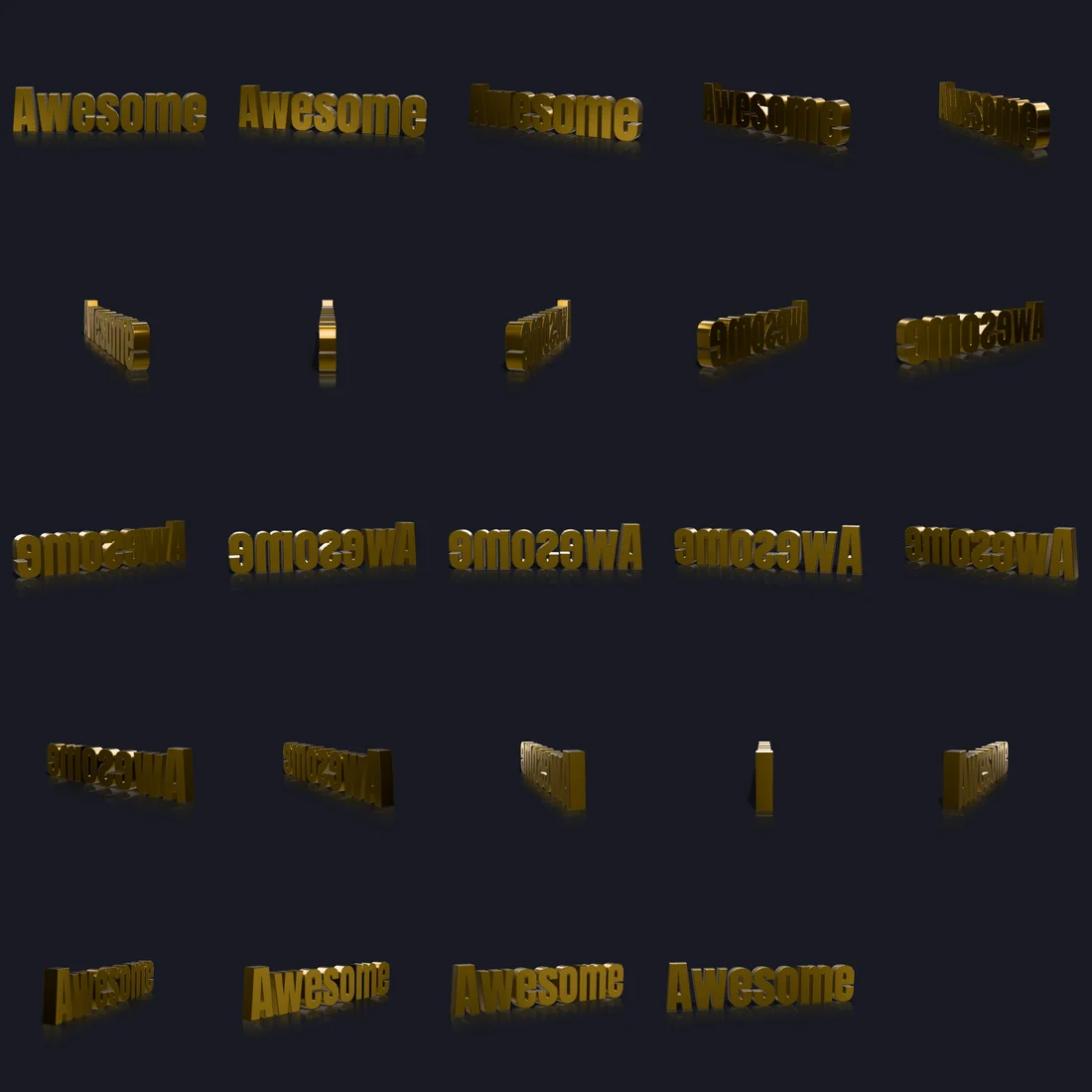 A complete 360 degree sprite sheet, twenty-four frames in a five by five grid