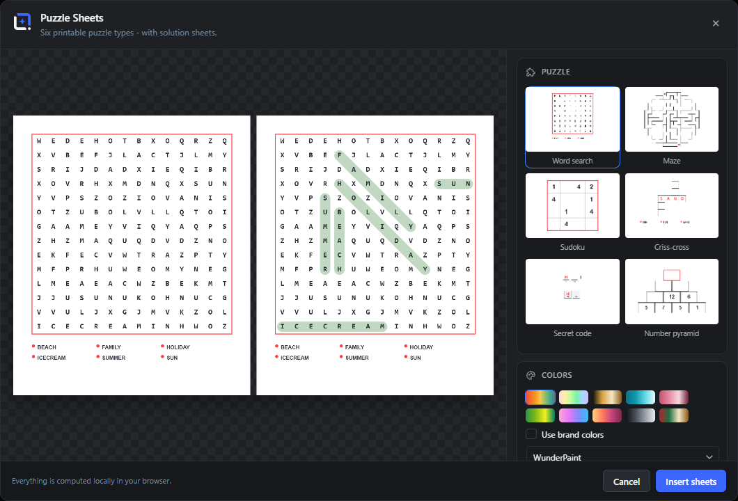 The puzzle Sheets (studio)