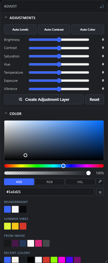 The adjustments (tonal sliders)