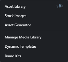 The assets menu
