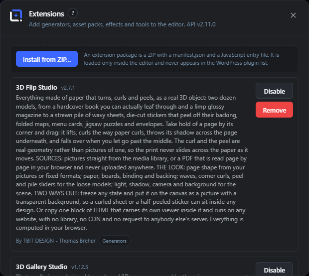 The manage Extensions