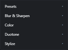 The filter menu
