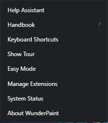 The help menu