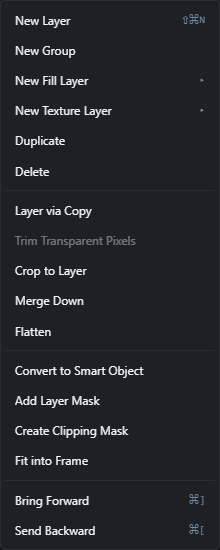 The layer menu