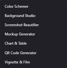 The tools menu
