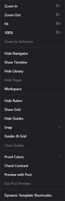 The view menu