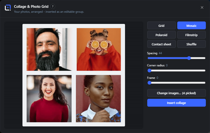 The Collage & Photo Grid tool